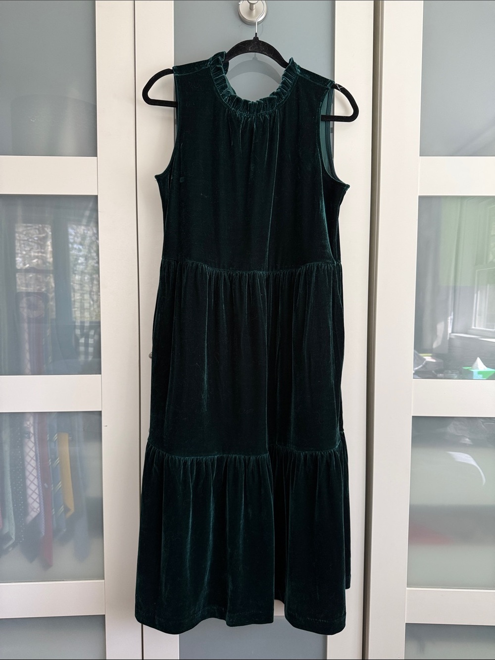 J Crew Velvet Green Sleeveless Midi Dress 8
